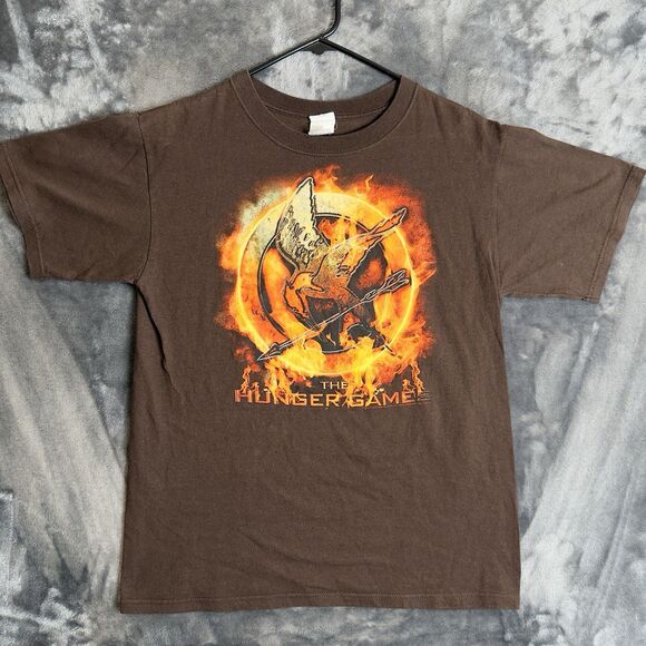 The Hunger Games Movie Promo Short Sleeve T Shirt Size Medium Flames Bird Arrow - Picture 1 of 6